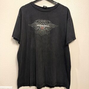 1998/01 Harley Davidson Black Vintage Grunge Biker Graphic Tshirt XL 23x29